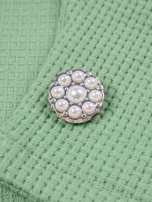 AIJ Amarilo 女士优雅法式时尚纹理短外套和 A 字吊带裙套装两件套 - 淺綠色 - 查看 8