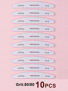 3/5/10支装灰色专业新月形指甲锉，双面修甲工具，80/80、100/100、100/180、180/240目砂纸 - 淺灰色 - 查看 8