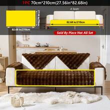 1pc Creamy Plush Rabbit Sofa Cushion, Thick Anti-Slip Sofa Cover, Suitable For Home Living Room Bedroom Office, All Seasons - Coffee Brown - View 15