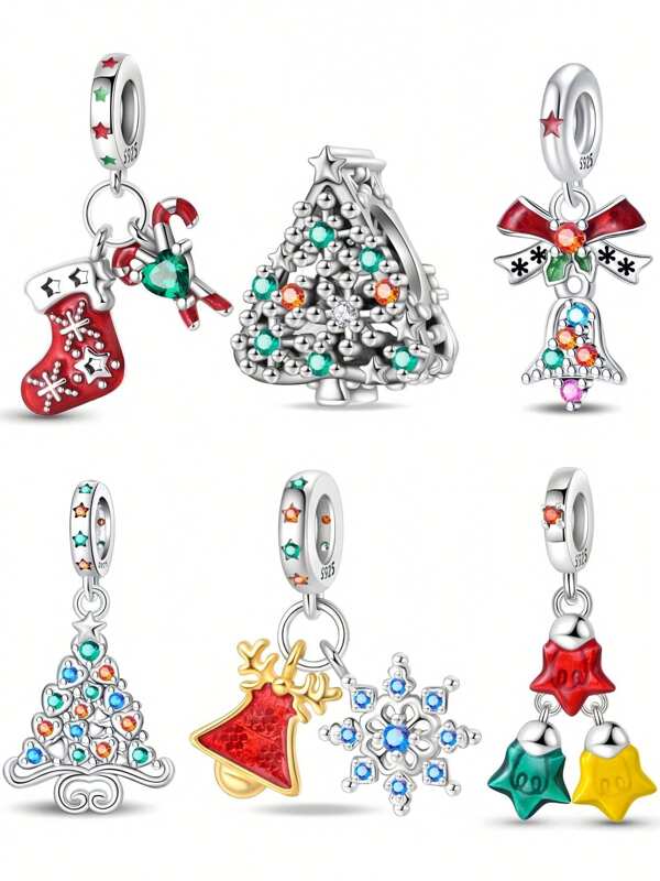 1count 925 Sterling Silver Christmas Series DIY Pendants, Can DIY All Kinds Of Bracelets/Necklaces, Make Exquisite Jewelry, Christmas/Birthday Gifts, Parents/Friends/Children, Daily And Versatile