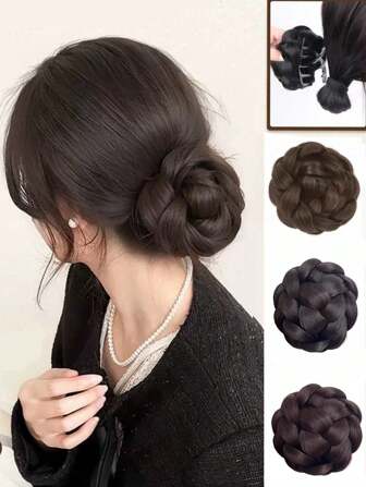 1pc Braided Bun Hair Claw Clip, Suitable For Elegant Ladies And Girls, Makes Hair Look Fuller At The Back Hair Accessories Autumn Accessories Fall Winter Hair Clip For Vacation Outfits Woman Flower Hair Clip