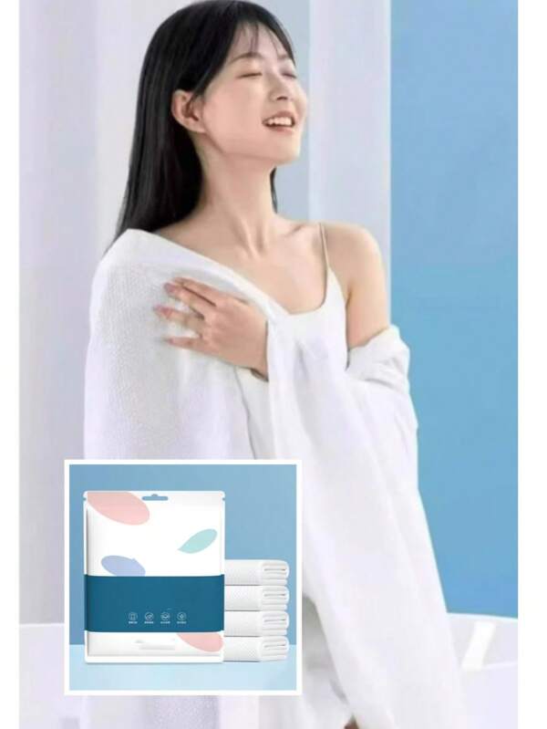 5 قطع/عبوة مناشف استحمام سميكة فاخرة قابلة للتخلص منها، ناعمة وصديقة للبشرة، معبأة بشكل فردي، مناسبة للشاطئ والسفر والنادي الرياضي والاستخدام الخارجي