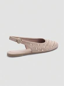 Giày bệt đính sequin thời trang cao cấp mới của ADAMUMU dành cho nữ, thoải mái, dễ thương cho cả mặc hàng ngày và dự tiệc, kỳ nghỉ và mùa xuân/hè. - Màu be - Xem 6