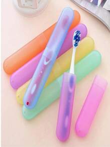 1pc/4pcs Toothbrush Box Travel Portable,Portable Travel Toothbrush Holder,Breathable Toothbrush Storage Box,Candy Colored Frosted Felt Toothbrush Head Protective Cover,Dustproof Dental Tool Storage Box,Portable Toothbrush Holder Box