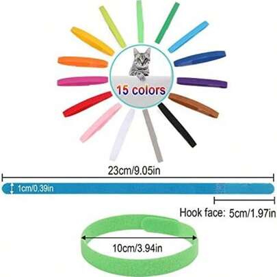 Pack Of 15 Puppy ID Collars, Puppy Collars, Newborn Pet Collars, Double-Sided, Adjustable, Soft Puppies, Kitten Collars For Newborns, Dogs, Cats, 15 Colours (Small)