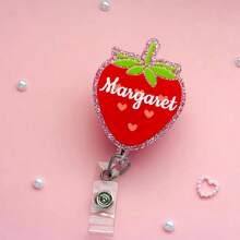 Spersonalizowane identyfikatory, spersonalizowany tekst, bębenek do identyfikatorów truskawkowy, bębenek do identyfikatorów zwijany, bębenek do identyfikatorów roboczych, bębenek do identyfikatorów pielęgniarskich, bębenek do identyfikatorów kokietka, bębenek do identyfikatorów dziewczęcy, bębenek do identyfikatorów różowy