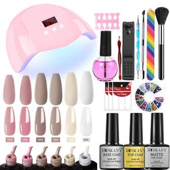 Nail Kit Acrylic Nail Kit Uv Led Nail Lamp With Nail Gel Polish Kit Immersion Off Manicure Tool Kit Nail Dust Brush Tool Gift For Women Beginners Diy At Home