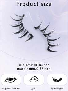 1 对天然磁性睫毛，带涂抹器，可重复使用磁性睫毛套装，防水，无需胶水，适合敏感眼部，适用于漫画眼线睫毛、睫毛、睫毛、假睫毛