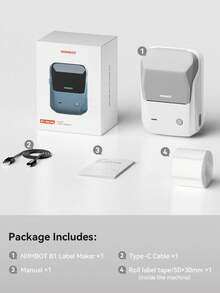 Niimbot B1 Mini Portable Thermal Printer, Pocket Label Printer Suitable For Self-Adhesive Stickers, UV Labels, Bluetooth Printing Label Machine - Grey - View 10