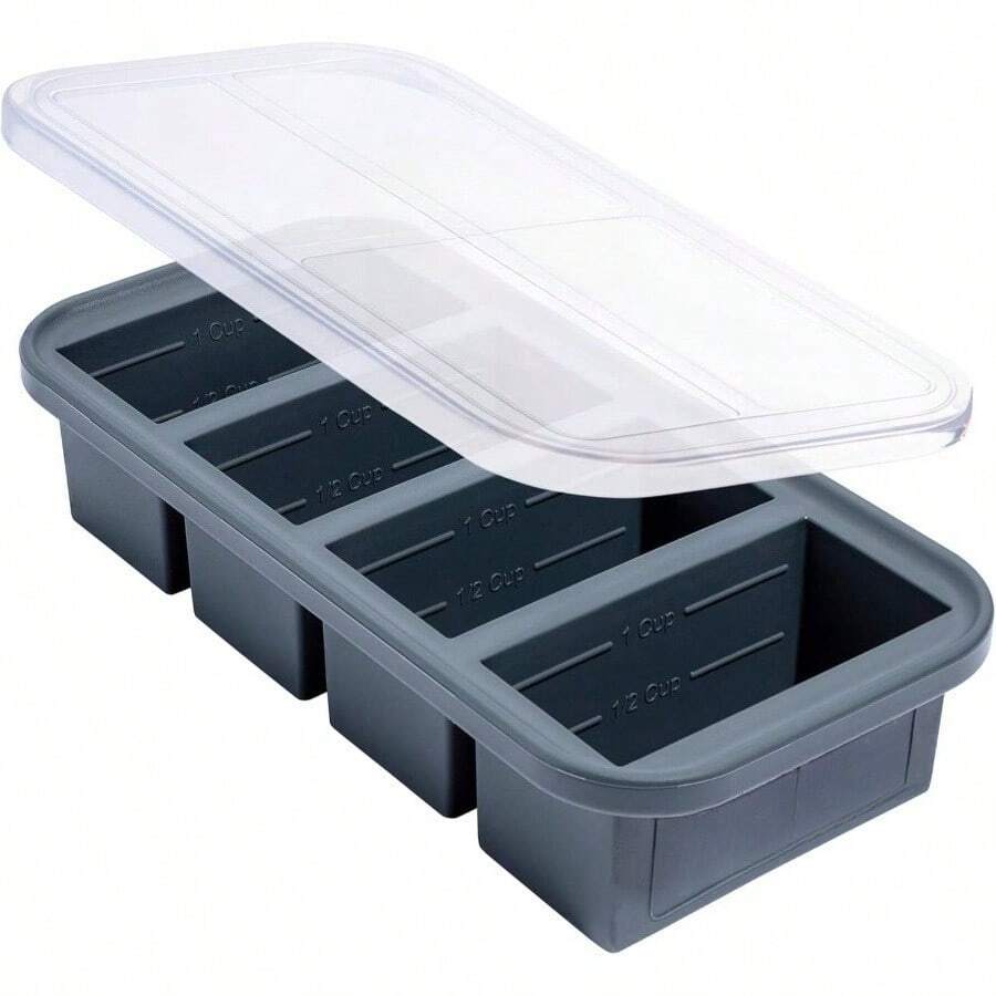 1 Cup Silicone Freezer Tray With Lids, Perfect For Storing Broth, Leftovers, Ri, Sau And More, Silicone Soup Freezer Molds For Meal Prepping  Sprles  2Pack