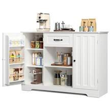 Lofka Sideboard Cabinet With Storage, A Coffee Bar Cabinet With Drawer, Buffet Cabinet Adjustable Shelves,For Bathroom And Living Roomfor Bathroom And Living Room - 白色 - 查看 2