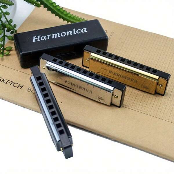 Mundharmonika Tonart C mit 10 Löchern, chromatisch, C, mit Etui, Geschenk für Anfänger, Sammlerstücke Plastik-Replika Autos, Gitarren-Plektrum-Halter, Bariton, Musikinstrumente, Orbitkey, Gitarren-Plektrum