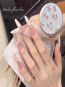 50个珠光奶油色蝴蝶结美甲装饰，可爱3D女孩，马卡龙，果冻蝴蝶结树脂美甲饰品，春夏树脂可爱3D丝带蝴蝶结美甲装饰，彩色混合3D清新蝴蝶结树脂美甲饰品，美甲用品 - 彩色 - 查看 11