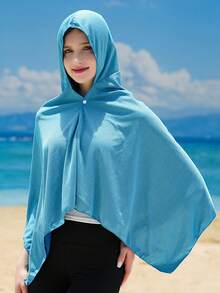1 pieza Capa de enfriamiento con gorra, súper absorción, secado rápido súper fino de doble color de fibra de carbón de bambú frío, utilizado para deportes al aire libre, protección solar, playa, fitness, senderismo y otra protección solar prolongada, capa. Textiles de tecnología moderna, tejido de dos colores, 100% poliéster, excelentes toallas de playa de enfriamiento para clima caluroso. - Multicolor - Ver 16