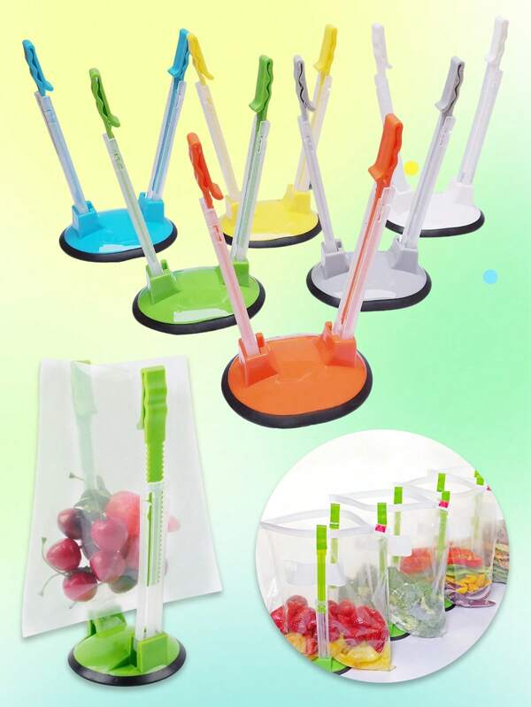 1pc Food Bag Holder, Kitchen Plastic Fresh-Keeping Bag Holder, Food Packaging Mouth Support Holder, Convenient For Packaging Food, Fruits, Salads, Etc., Suitable For Daily Use, Suitable For Kitchens, Restaurants, Bakeries, Cake Shops, Picnics