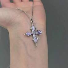 2025 New Purple Love Cross Necklace Exquisite Punk Dark Style Clavicle Chain Fashion Jewelry