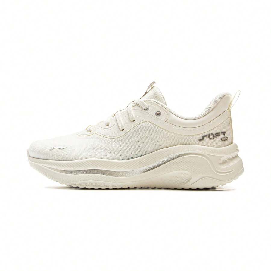 LI-NING 女士 SOFT GO 2 WMS 记忆棉系带休闲鞋，经典休闲鞋，通勤鞋，时尚 AGLV040 - 香檳白 - 查看 1