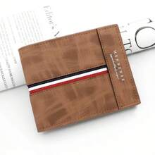 Portafoglio corto opaco da uomo. Borsa pieghevole a tre ante con grande capacità. Portamonete. Molteplici slot per carte di credito. Portafoglio con cerniera per uomo