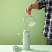 1 pieza Vaso de agua de silicona suave de 600ml, Botella de agua para deportes al aire libre, Vaso plegable de viaje, Taza de café, Botella de agua de gran capacidad, Portátil - Multicolor - Ver 7
