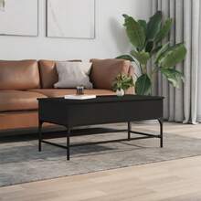 Couchtisch Schwarz 100x50x45 cm Holzwerkstoff und Metall - Schwarz - Übersicht 2