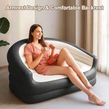 Inflatable Couch Outdoor Air Sofa,Blow Up Couches For Camping, Double Size,Foot Pump Included(Black) - màu đen - Xem 5