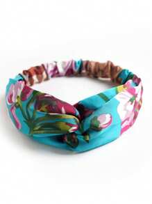 女式发带吸汗带 3 件/包 缎面花卉交叉弹力头带 女士适用，随机发货 发饰 时尚发带 秋季配饰 - 彩色 - 查看 4