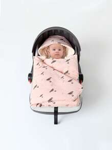 1pc Baby Cotton + Fleece Swaddle Blanket, Stroller Cover, Car Seat Wrap, Warm Infant Carrier Blanket For Autumn/Winter