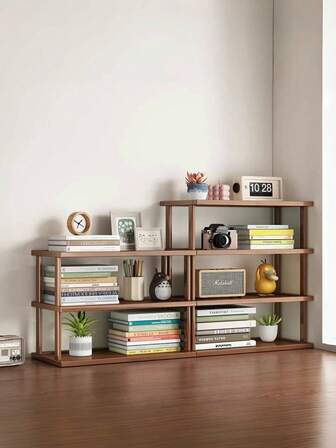 1pc桌面多层收纳架大学生简易书架桌面摆放架子木质架子储物架桌上小层架