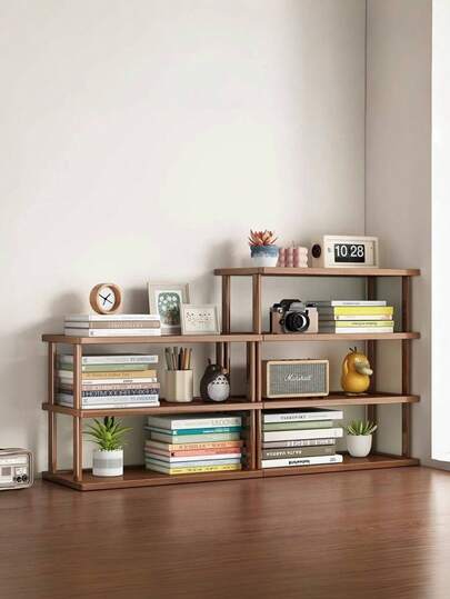 1pc Desktop Multi-Layer Storage Rack, Simple Bookshelf For College Students, Tabletop Placement Shelf, Wooden Rack, Storage Rack, Small Layer Rack On The Table