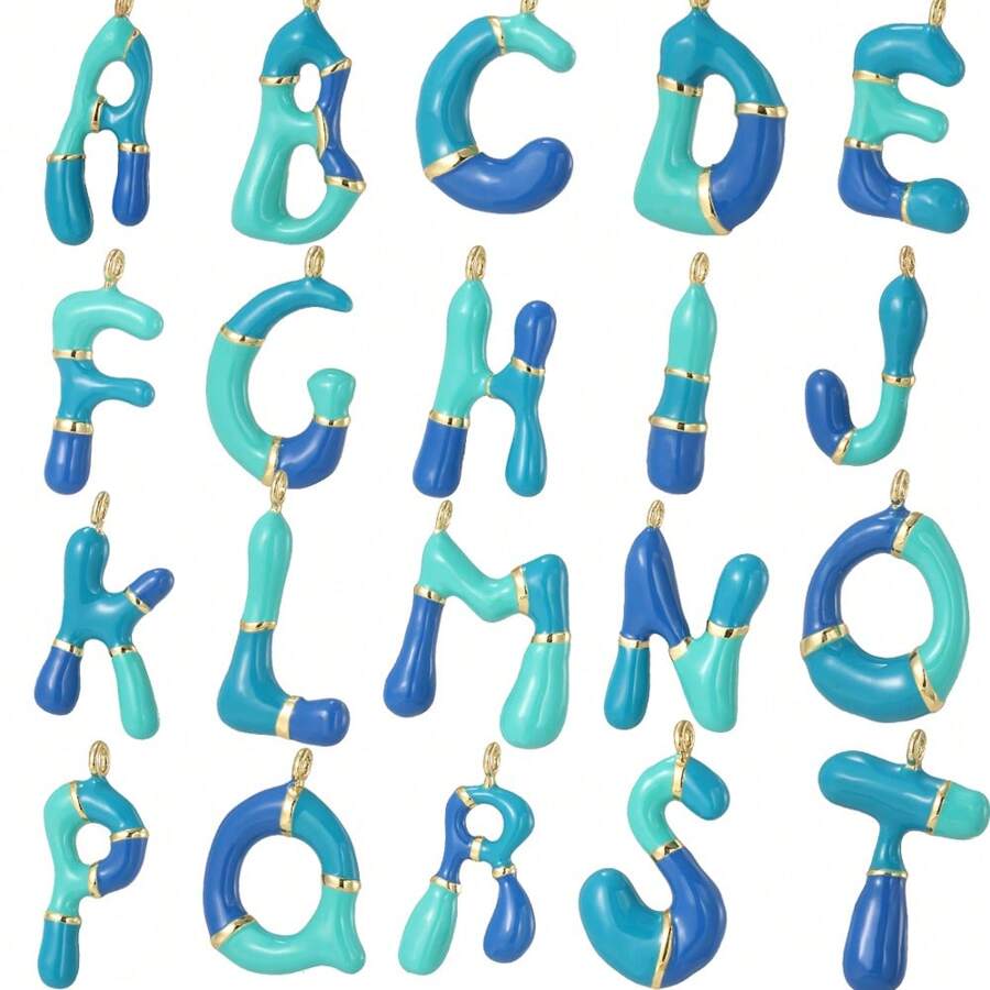 1 pieza Colgante con inicial de cobre, colgante de letra de globo DIY para hacer joyas, accesorio de colgante de letra elegante, adecuado para combinar a diario, gran regalo para el Día de Acción de Gracias, Navidad