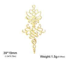 1 pieza Colgante de flor de loto, luna y enredadera de acero inoxidable creativo, accesorio de patrón botánico hecho a mano para collar, llavero, colgante de bolso