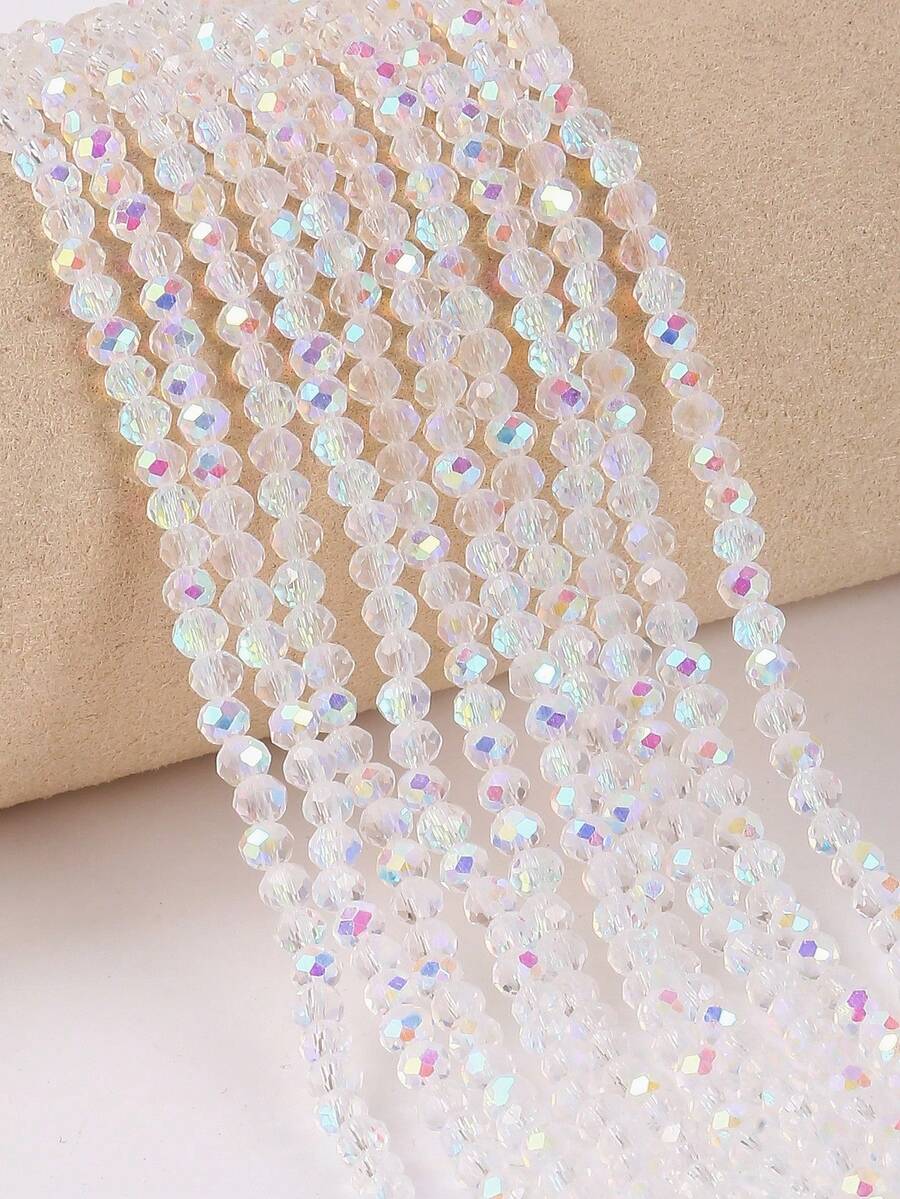 10 fili di circa 1200 pezzi di perline di vetro di cristallo sfaccettato da 4 mm per braccialetti, collane, orecchini, accessori per la creazione di gioielli per donna