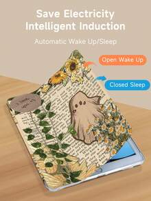 Shockproof Floral Element Forest Ghost Collage Pattern Tablet Protective Case, Compatible With IPad 9.7/10.2/10.5/10.9/12.9/Pro 11 (10th Gen), Galaxy Tab S6 Lite 10.4", Kindle Paperwhite 12th Gen (2024), Kindle 11th Gen (2022), Offers Soft Shock Protection, Supports Smart Stand/Auto Wake/Sleep Function Spring Gift - Multicolor - View 5