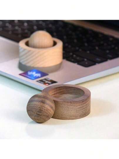 1pc Elegant Wooden Aroma Diffuser, Rotating Design, Natural Fragrance Carrier, Black Walnut And Beech Creative Essential Oil Diffuser, Car Aroma Ball, Multi-Purpose And Multi-Scenario, Suitable For Car And Bedroom Office Desks, Non-Flammable, Perfect Gift Choice, Enhance Air Quality, Home Fragrance