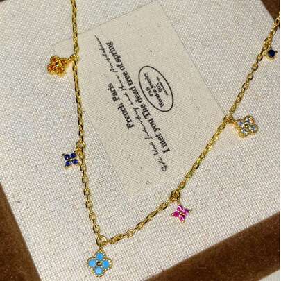 Newsoul 1件优雅锆石流苏项链，S925纯银首饰，女士礼物，精致流苏项链，适合派对、仪式、日常佩戴