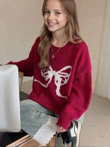 1pc Girls Casual Thick Pullover Sweater, Comfortable Student Knitwear For Autumn/Winter - Soft & Cozy Solid Color Sweater, Perfect For Warm Days And Cold Nights