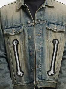 2 Pairs Large Long Bone Patches - Mysterious Long Bone Patches, Skull Patches, Punk Patches, Goth Patches, Witch, Horror Sewn Patches, Skull, Voodoo DIY Decoration Cuttable Patches, Iron/Sewable, Suitable For Clothing, Backpacks - 彩色 - 查看 10
