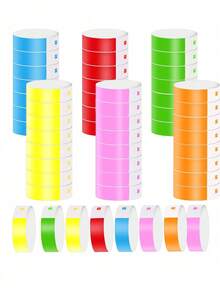 100pcs/Set Neon Wristbands, Waterproof Paper Bracelets For Events Colorful Wrist Party Bands Armbands, Paper Wristbands For Events Party Concerts Music Festivals And Fairs - Multicolor - View 1