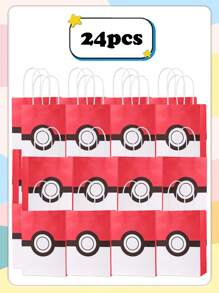 pokemon Pokemon Cartoon Party Gift Bags, Printed Anime Kraft Paper Bags, Creative Animal Shopping Bags, Party Gift Bags, Paper Bag Party Supplies, Disposable Party Tableware Christmas, Halloween, Festival Supplies, Festival Decorations, Thanksgiving, Back-To-School Season, Autumn And Winter