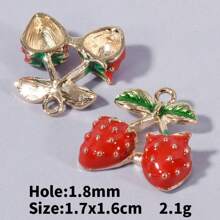 2 piezas/15 piezas/24 piezas Lindos dijes de aleación de zinc esmaltados con diseños 3D realistas de comida, animales, frutas, pasteles, sandía, corazón, cereza, chile, ideales para manualidades y elaboración de joyería