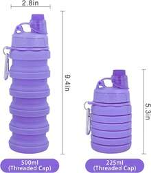 Collapsible Water Bottles Travel Water Bottle Sports Portable Sport Water Bottle Reusable Water Bottles Comes With Mountaineering Buckle 500ml Silicone Water-Proof Camping Water Bottle,9743637 - 灰色 - 查看 7