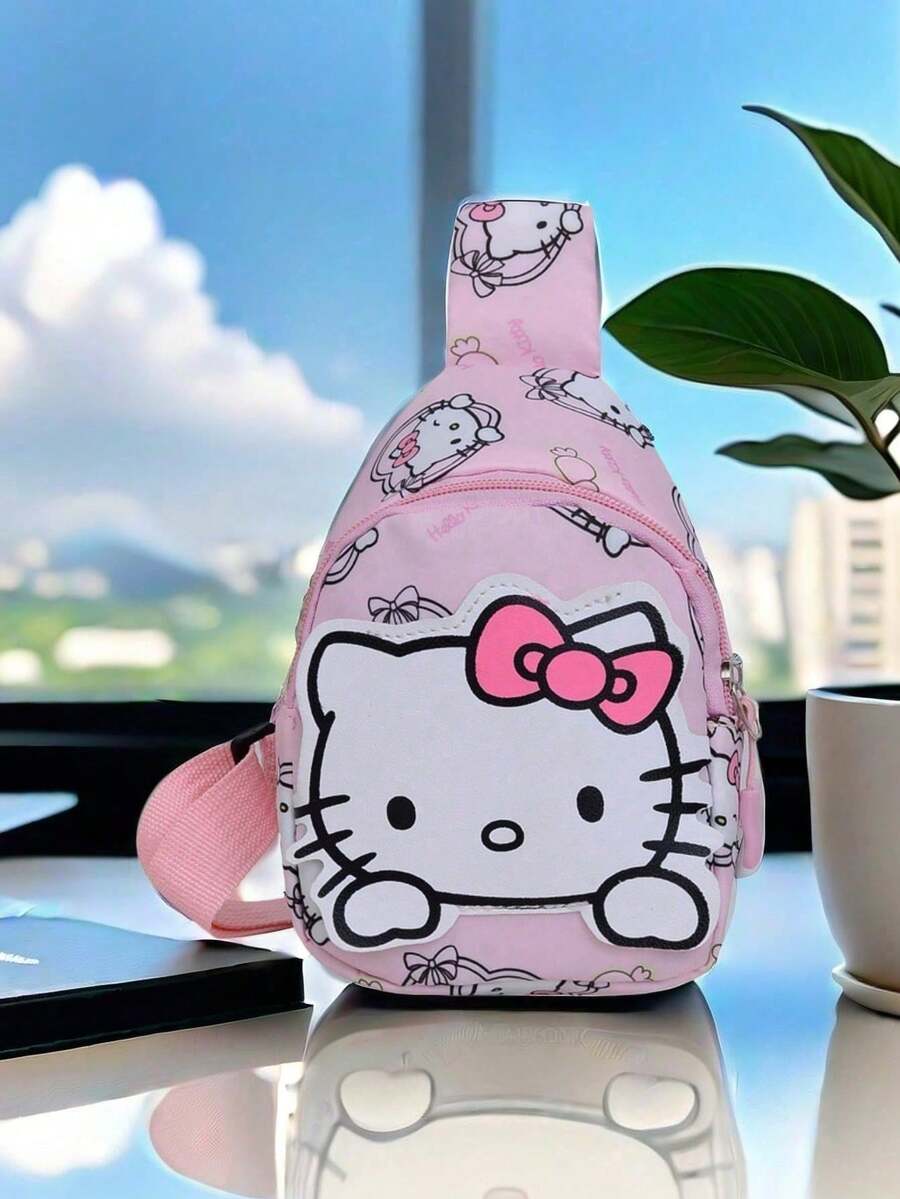 Sanrio 1 pieza Bolso de cintura con diseño de dibujos animados lindos de Sanrio, bolso de pecho portátil de moda, bolso cruzado de hombro versátil
