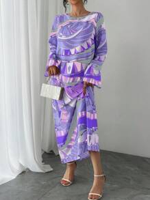 Women's Luxury Arabic Style Robe, Loose Fit Round Neck Long Sleeve, Elegant Casual Lightweight Breathable Resort Dress, Traditional Arabic Clothing, Festival Gown, Evening Dress