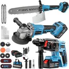 Seokiwi Kit Rotomartillo Y Esmeriladora Angular Inalámbrica - Azul - Ver 1