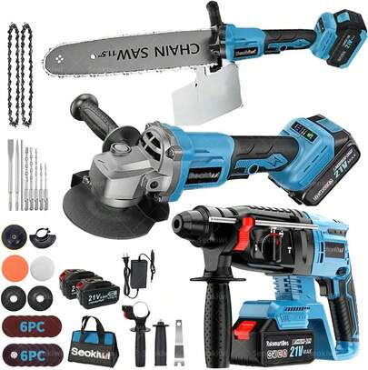 Seokiwi Kit Rotomartillo Y Esmeriladora Angular Inalámbrica