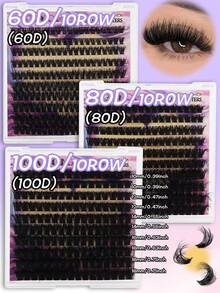 160/180/200pcs D-Curl Thick & Voluminous False Eyelashes, 60D/80D/100D Mixed Style Lash Tray, Suitable For DIY Makeup, Creating Long-Lasting Soft & Natural Look, 10-18mm Mixed Length Individual Lashes, Reusable, Enlarging Eyes, Suitable For Daily, Wedding, Party Occasions - D - View 4