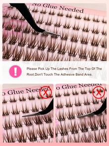 60 pezzi di ciglie individuali a grappolo con adesivo, riccio C, marrone, lunghezza 8-16mm, kit di estensione ciglie fai-da-te con pinzette e arricciaciglia, aspetto naturale, ciglie segmentate da applicare senza colla, estensioni di ciglie a spina, grappoli di ciglie, ciglie individuali, ciglie finte