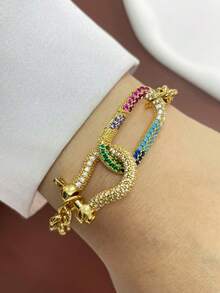 STYLEVER 1pc Multicolour Carabiner Lock Clasp Chain,Pendant Charm Bracelet, Stainless Steel Chain Jewelry,Holiday Gift ,A Jewelry Gift - Yellow Gold - View 5