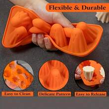 1pc Ghost Jello Mold, 4/8 Cavity Silicone Ice Cube Tray, Halloween Silicone Mold For Jelly, Chocolate, Candy, Gummy, Resin Halloween Gift, Trick Or Treat Party Table Centerpiece Decor, Random Color - Multicolor - View 8