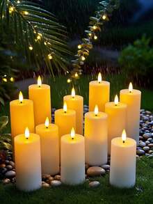 4/12pcs Flameless Candles, Battery Operated LED Candles With Timer And Remote Control, Plastic Electric Fake Candles That Won't Melt, Ivory Color Warm Flame Candles, Suitable For Home, Various Holiday Atmosphere Lights For Outdoor, Indoor, Patio, Christmas, Halloween, Easter, Graduation, Valentine's Day, Wedding, Party Decor - 米色 - 查看 2